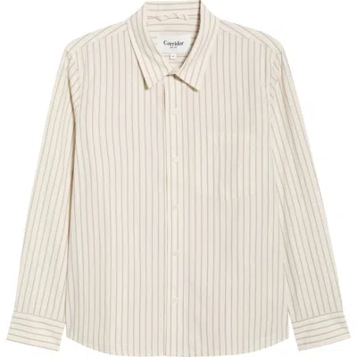 Corridor Stripe Cotton Poplin Button-up Shirt In Neutral