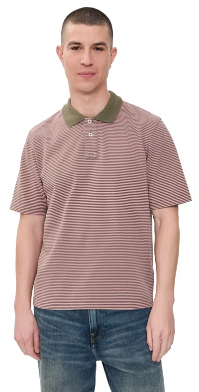 Corridor Stripe Pique Polo Pink