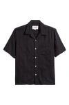 Corridor Stripe Seersucker Camp Shirt In Black