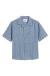 Corridor Convertible-collar Striped Cotton-seersucker Shirt In Indigo