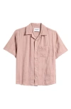 Corridor Striped Seersucker Short Sleeve Shirt Pink In Pnk