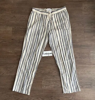 Pre-owned Corridor Striped Cotton Drawstring Pants In White