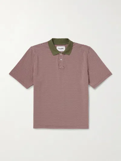 Corridor Striped Cotton-piqué Polo Shirt In Pink