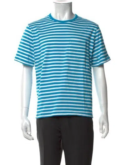 Pre-owned Corridor Striped Crew Neck T-shirt In Blue/white