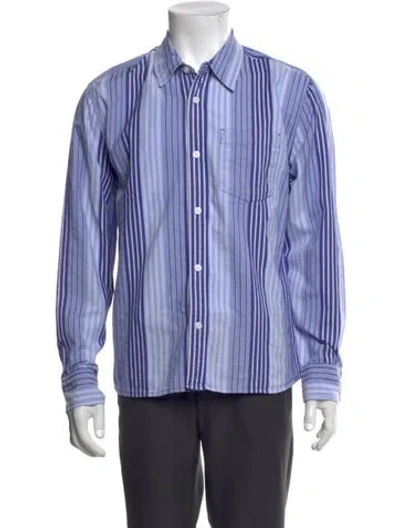 Pre-owned Corridor Striped Long Sleeve Dress Shirt In Blue/white