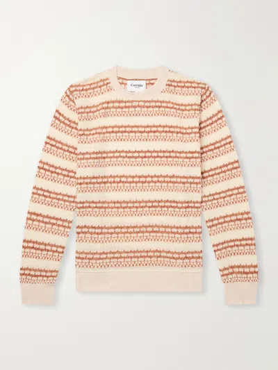Corridor Striped Pointelle-knit Sweater In Gold
