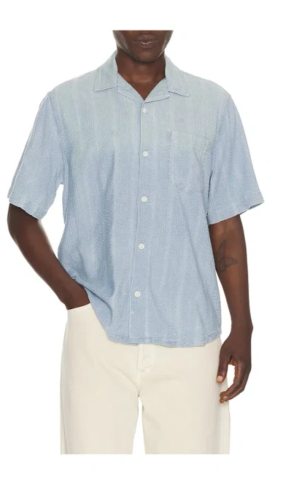 Corridor Striped Seersucker Short Sleeve Shirt In Blue
