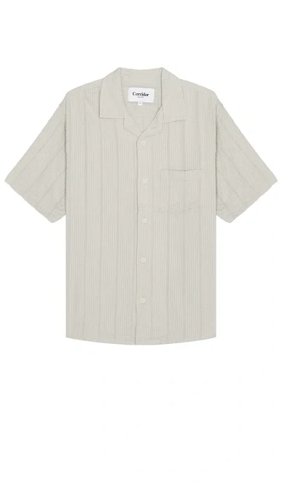 Corridor Striped Seersucker Short Sleeve Shirt In Grey