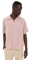 Corridor Striped Seersucker Short Sleeve Shirt Pink In Pnk