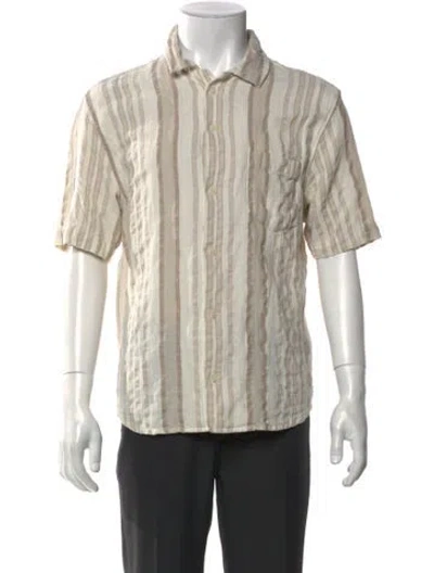 Pre-owned Corridor Striped Short Sleeve Shirt In Green