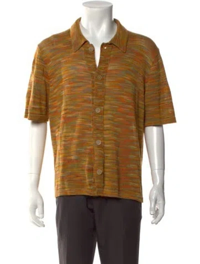 Pre-owned Corridor Striped Short Sleeve Shirt In Orange
