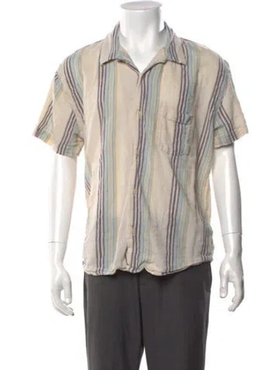 Pre-owned Corridor Striped Short Sleeve Shirt In White