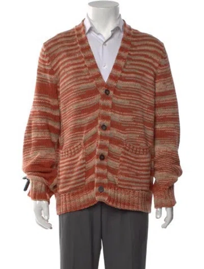 Pre-owned Corridor Striped V-neck Cardigan In Brown