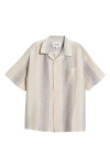 Corridor Sunset Stripe Cotton Blend Camp Shirt In Violet