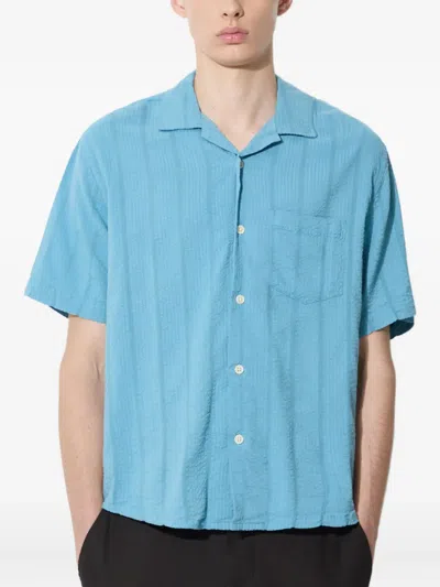 Corridor Textured Short-sleeve Shirt In Blue
