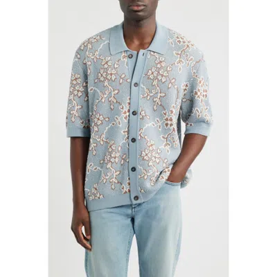 Corridor Trellis Cotton Jacquard Sweater In Blue
