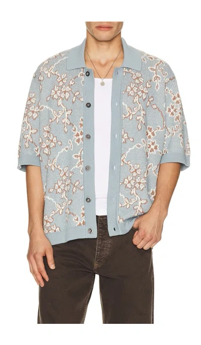 Corridor Trellis Knit Shirt In Blue