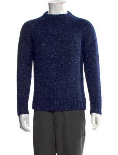 Pre-owned Corridor Tweed Pattern Mock Neck Pullover In Blue