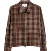 Corridor Venice Plaid Cotton Zip-up Shirt Jacket In Brown