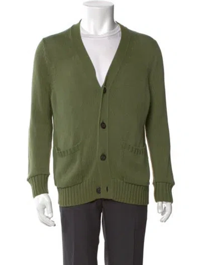 Pre-owned Corridor V-neck Long Sleeve Cardigan In Green