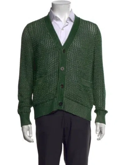 Pre-owned Corridor V-neck Long Sleeve Cardigan In Green