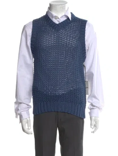 Pre-owned Corridor V-neck Sleeveless Sweater Vest W/ Tags In Blue