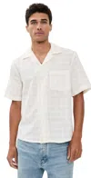 Corridor Washed Dobby Camp Shirt White In White