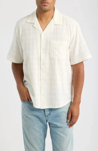 Corridor Washed Dobby Check Cotton Seersucker Camp Shirt In Neutral