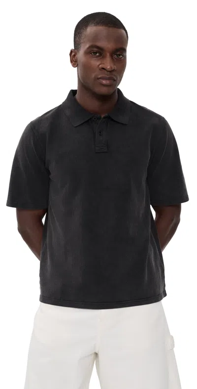 Corridor Washed Pique Polo Top Black