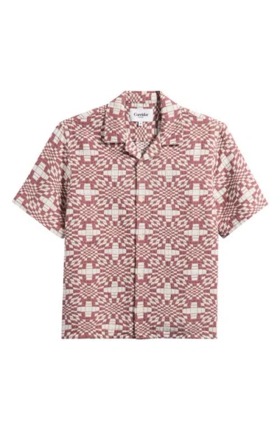 Corridor Wavy Optic Convertible-collar Cotton-jacquard Shirt In Brown