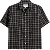 Corridor Camp-collar Checked Cotton And Linen-blend Gauze Shirt In Black