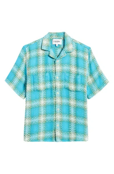 Corridor Wildcard Plaid Short Sleeve Button-up Shirt In Blue