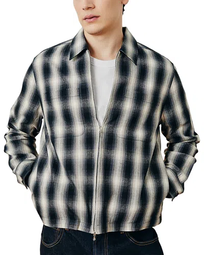 Corridor Zocalo Flannel Blur Zip Cotton Jacket In Blue