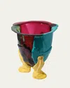 Corsi Amazonia Vase In Fuchsia/green/turquoise/pastel Yellow