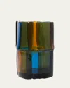 Corsi Bamboo Small Resin Vase, 5" Tall In 781- Cl Ambercl Lgt Blue