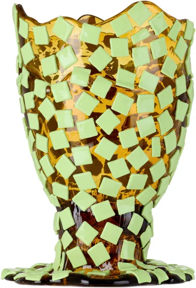 Corsi Design Brown & Green Rock Vase In Multi