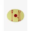 Corsi Design Table Mates Cutlery-print Resin Placemat 50cm In Yellow And Matt Cherry