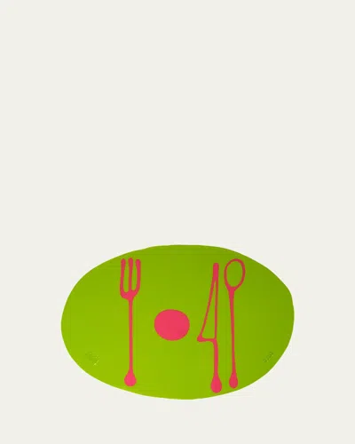 Corsi Table-mates Lime/fuschia Resin Placemat, 15" X 20" In Matt Lime Matt Fuchsia