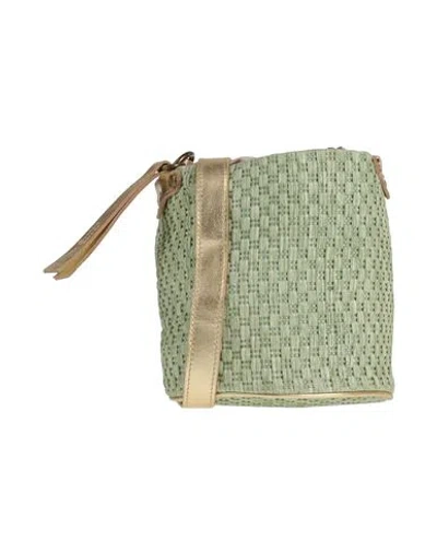 Corsia Woman Cross-body Bag Light Green Size - Leather, Natural Raffia