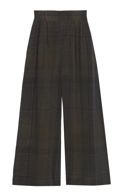 Cortana Agate Plaid Wide-leg Pants