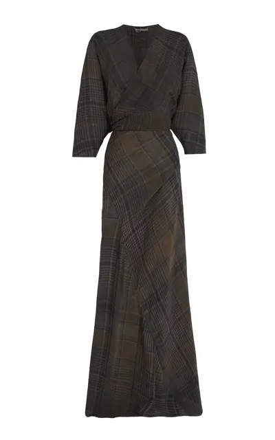 Cortana Agate Plaid Wrap Dress
