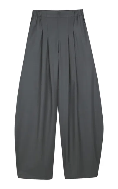 Cortana Ahora Pleated Wool Wide Leg Pants In Gray