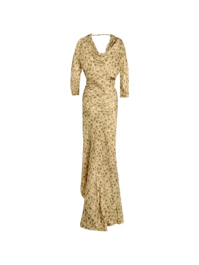 Cortana Anthea Abstract-print Maxi Dress In Nude