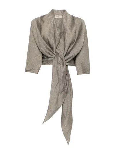 Cortana Aria Linen Jacket In Gray