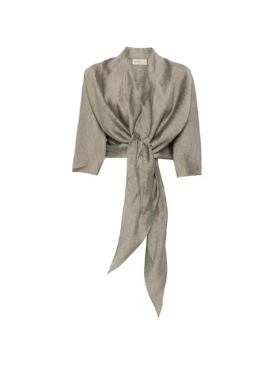 Cortana Aria Linen Jacket In Grey