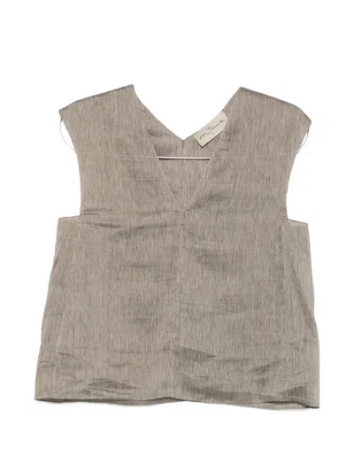 Cortana Aria Linen Top In Brown