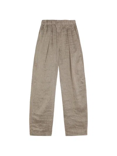 Cortana Aria Striped Trousers In Neutral
