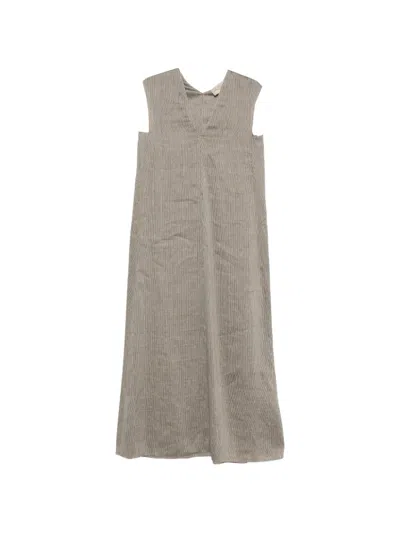 Cortana Aria Striped V-neck Maxi Dress In Gray