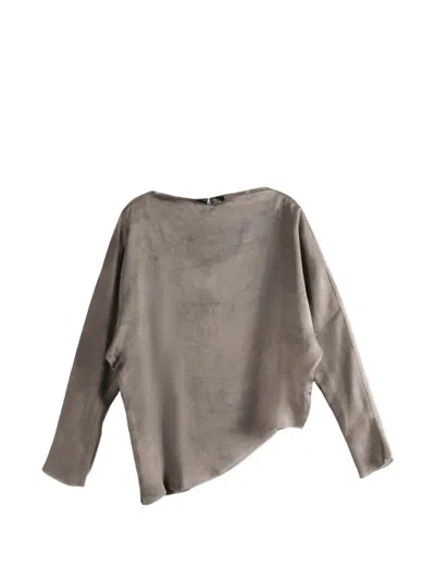 Cortana Asymmetric Long-sleeve Top In Gray
