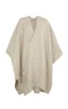 Cortana Asymmetrical Wool Poncho Coat In Neutral